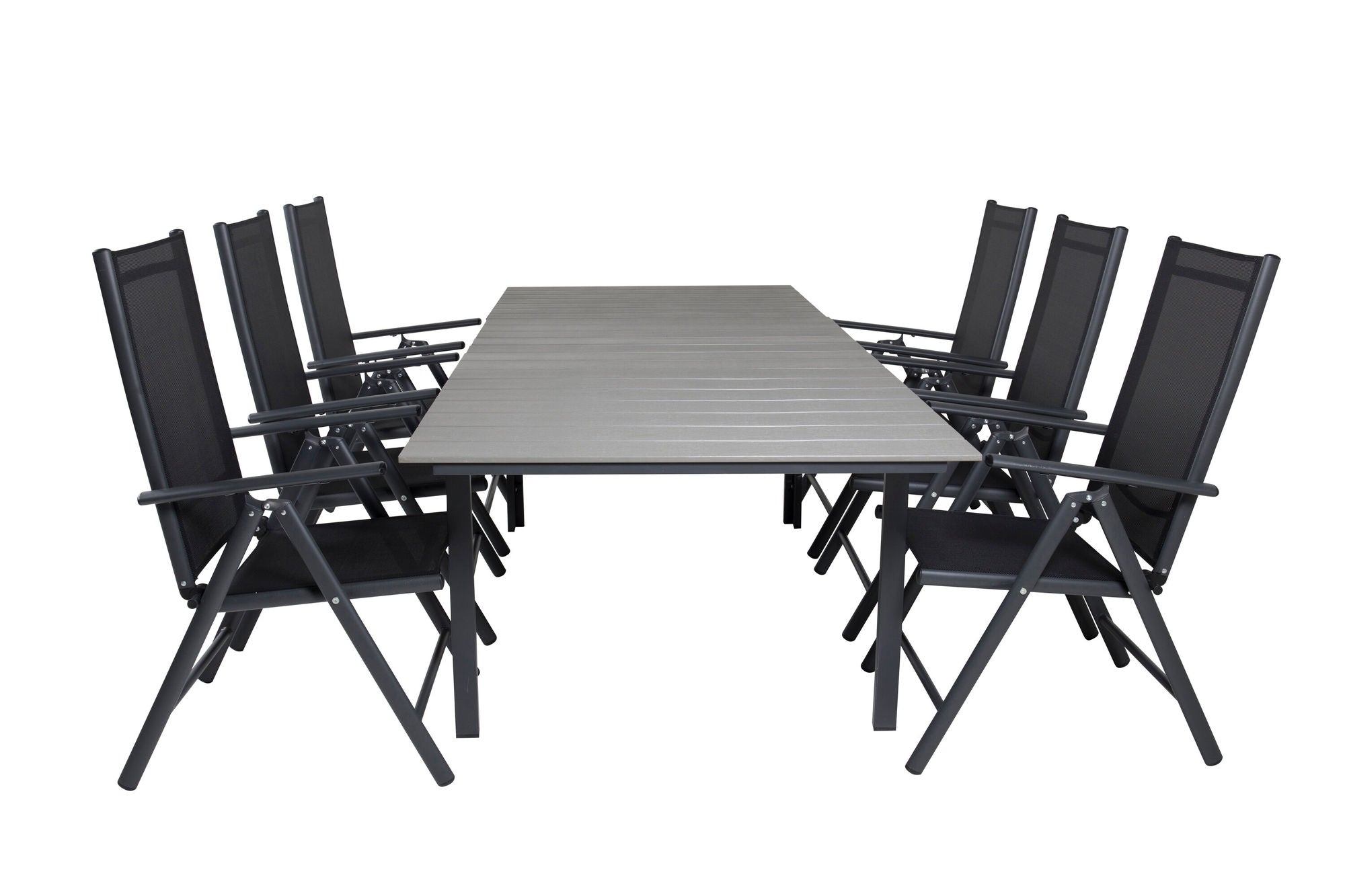 Venture Home Levels spisebord 160/240*90 - Black Alu / Grey Aintwood +Break 5:pos stol - Black alu / Black Textilene_6