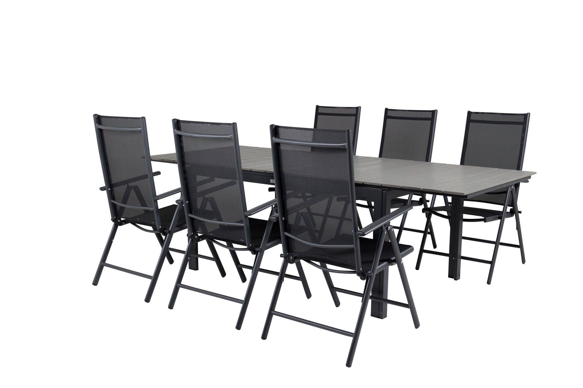 Venture Home Levels spisebord 160/240*90 - Black Alu / Grey Aintwood +Break 5:pos stol - Black alu / Black Textilene_6