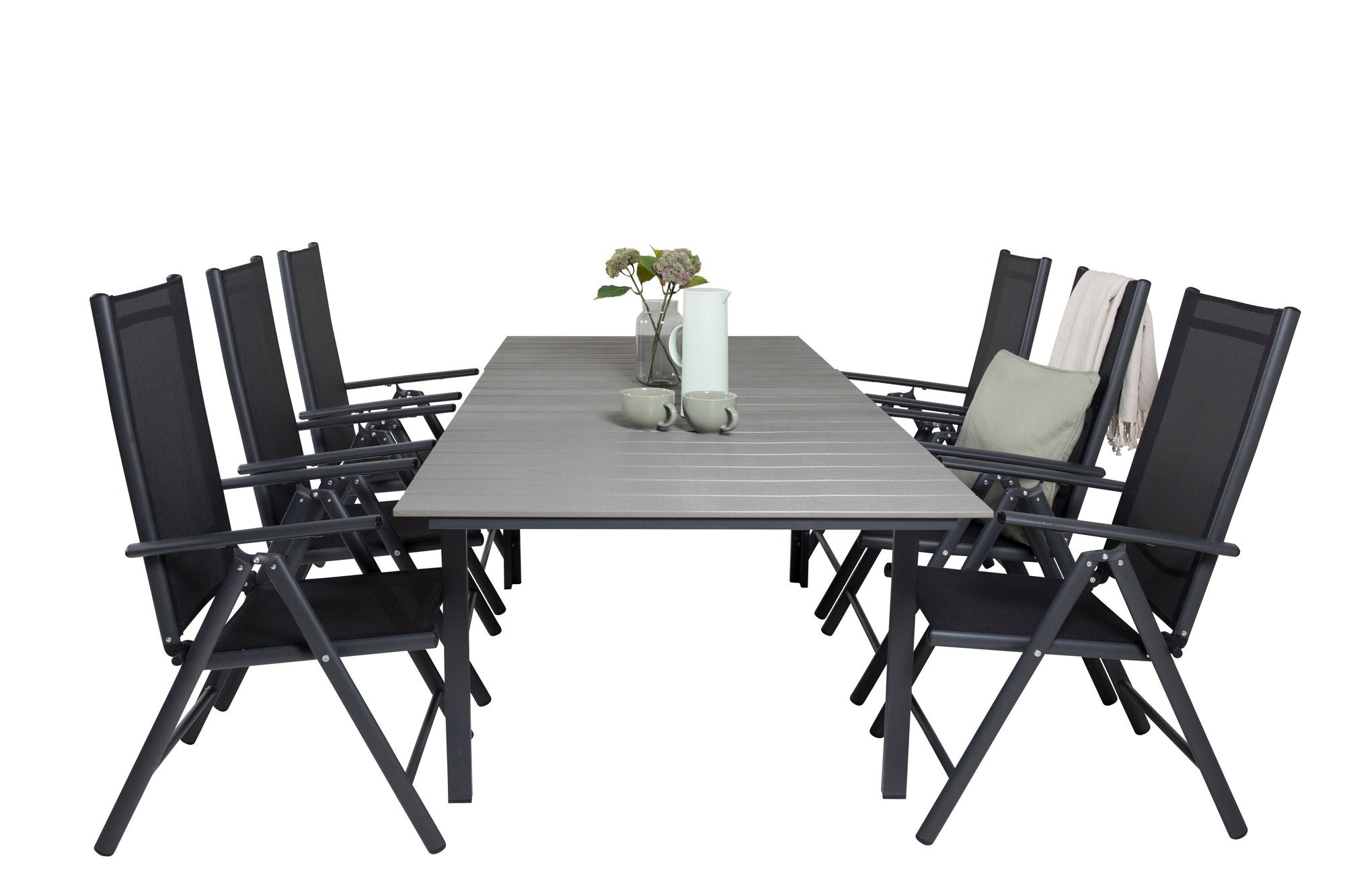 Venture Home Levels spisebord 160/240*90 - Black Alu / Grey Aintwood +Break 5:pos stol - Black alu / Black Textilene_6