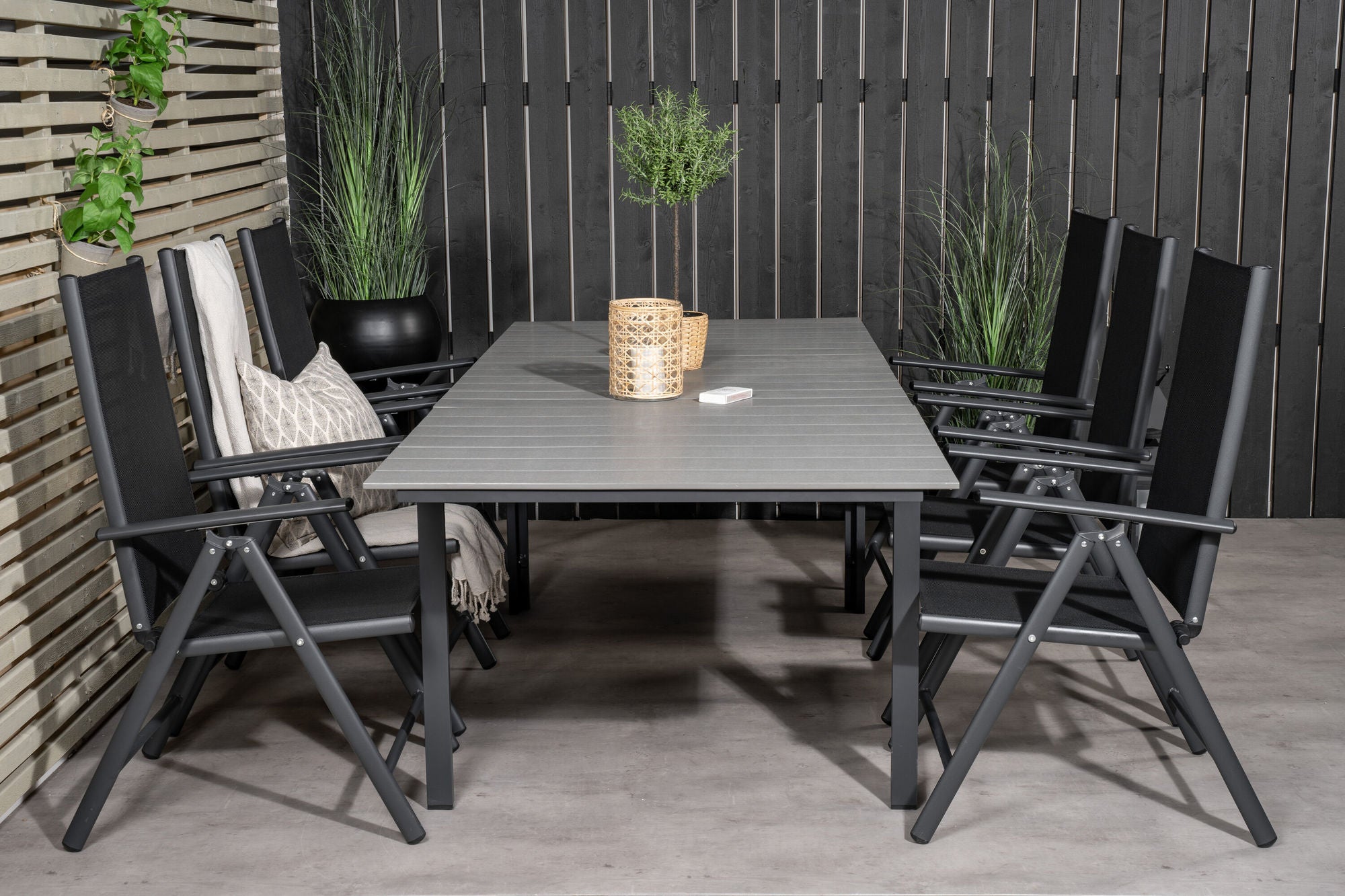 Venture Home Levels spisebord 160/240*90 - Black Alu / Grey Aintwood +Break 5:pos stol - Black alu / Black Textilene_6