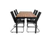 Venture Home Bois spisebord 200*100cm - Black Legs / Acacia +Bois Armchair - Black Alu /