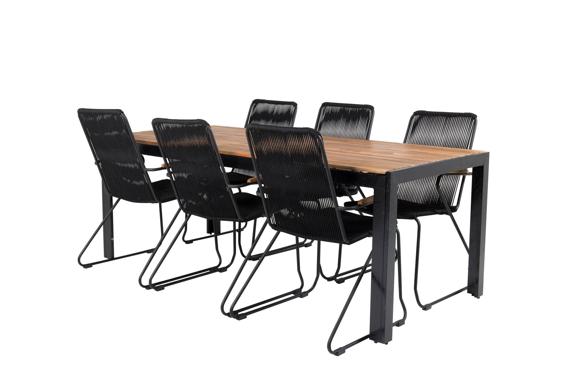 Venture Home Bois spisebord 200*100cm - Black Legs / Acacia +Bois Armchair - Black Alu /