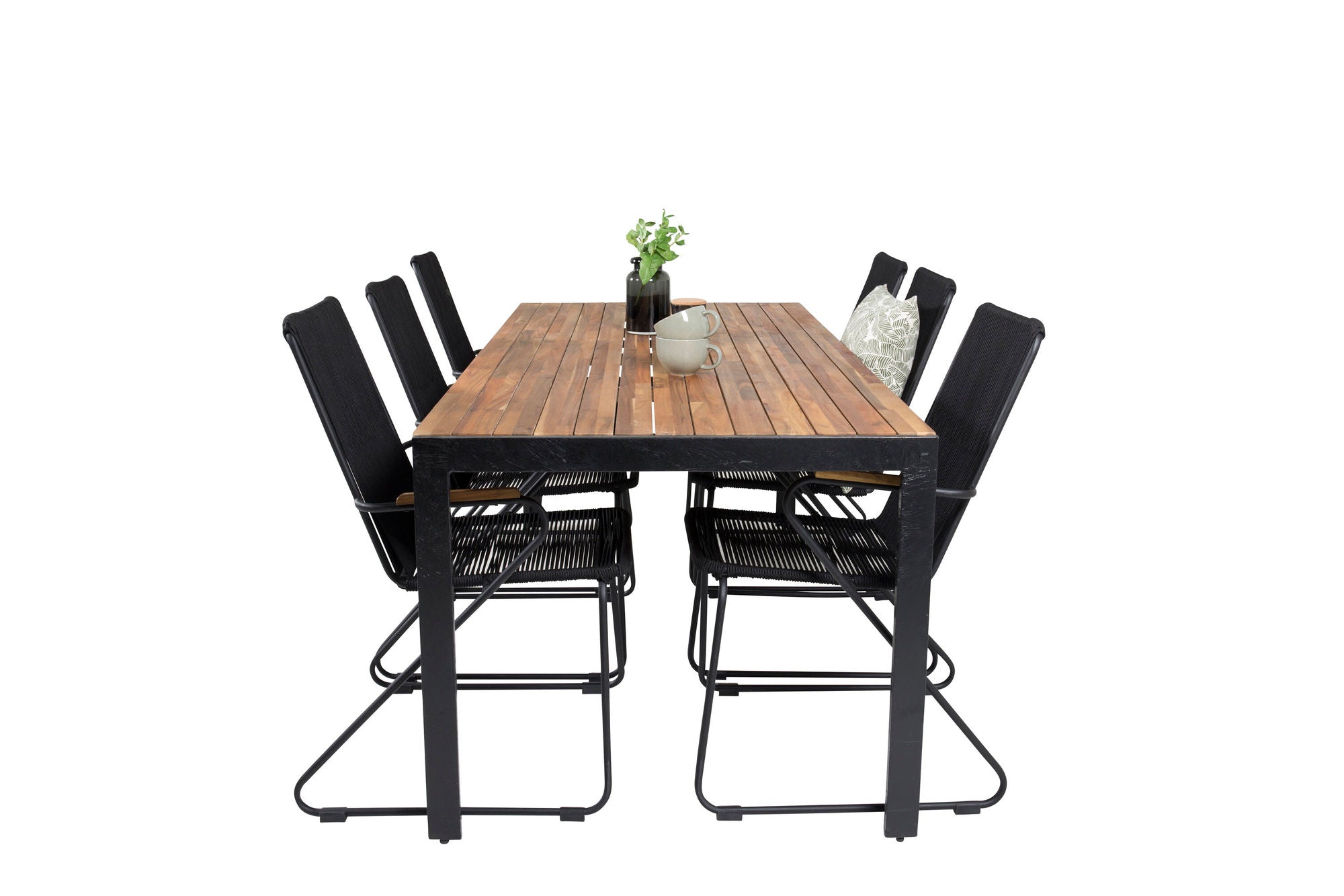 Venture Home Bois spisebord 200*100cm - Black Legs / Acacia +Bois Armchair - Black Alu /