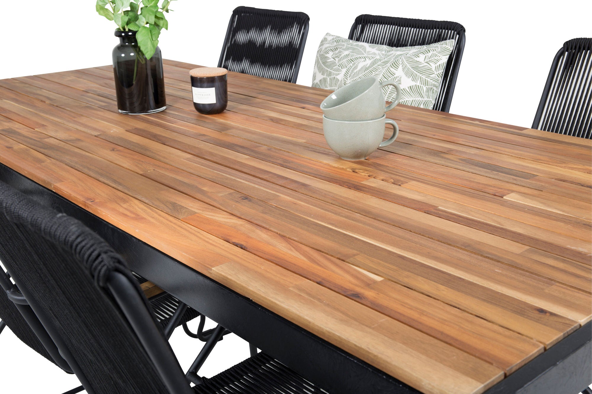 Venture Home Bois spisebord 200*100cm - Black Legs / Acacia +Bois Armchair - Black Alu /