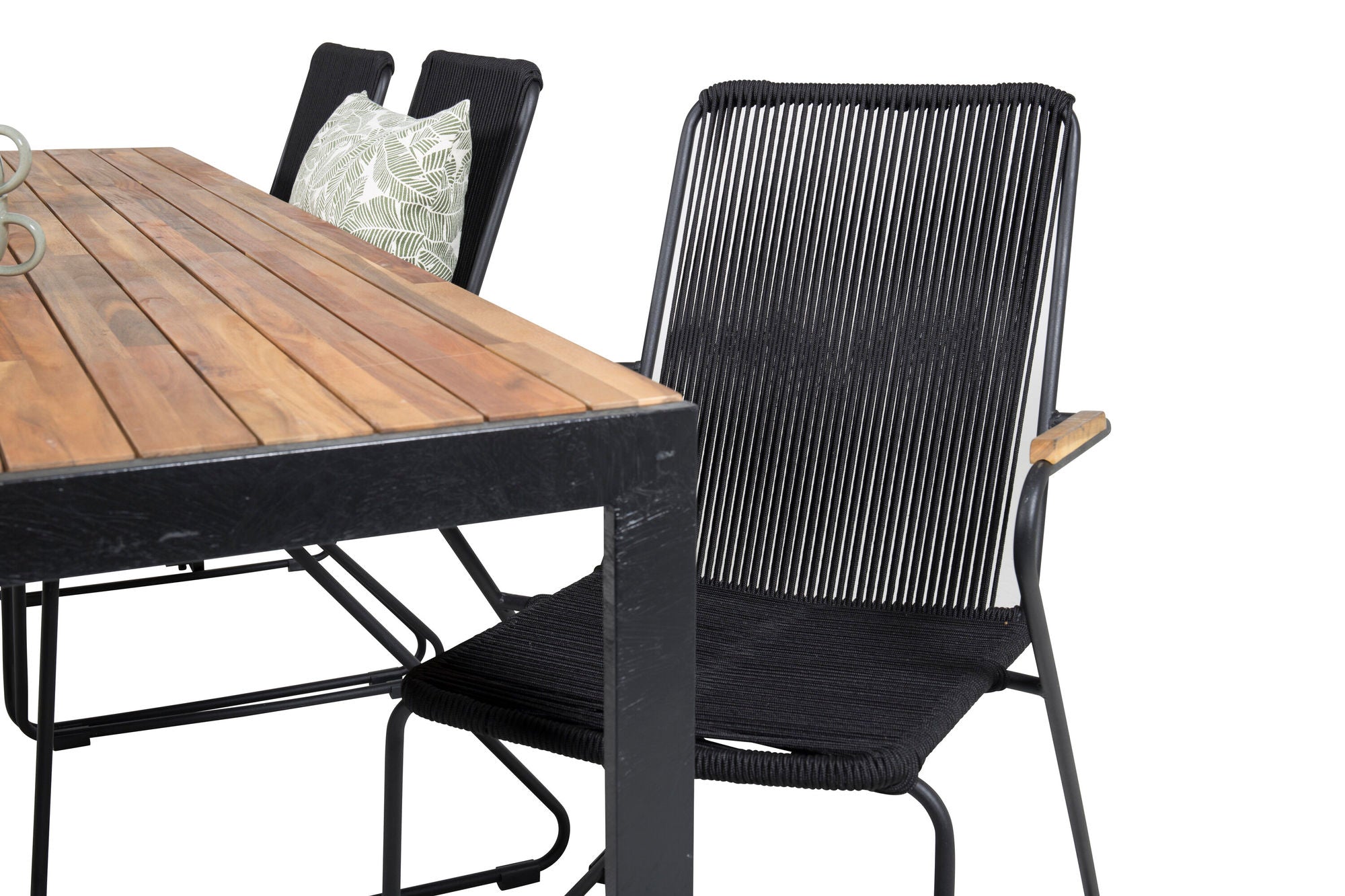 Venture Home Bois spisebord 200*100cm - Black Legs / Acacia +Bois Armchair - Black Alu /
