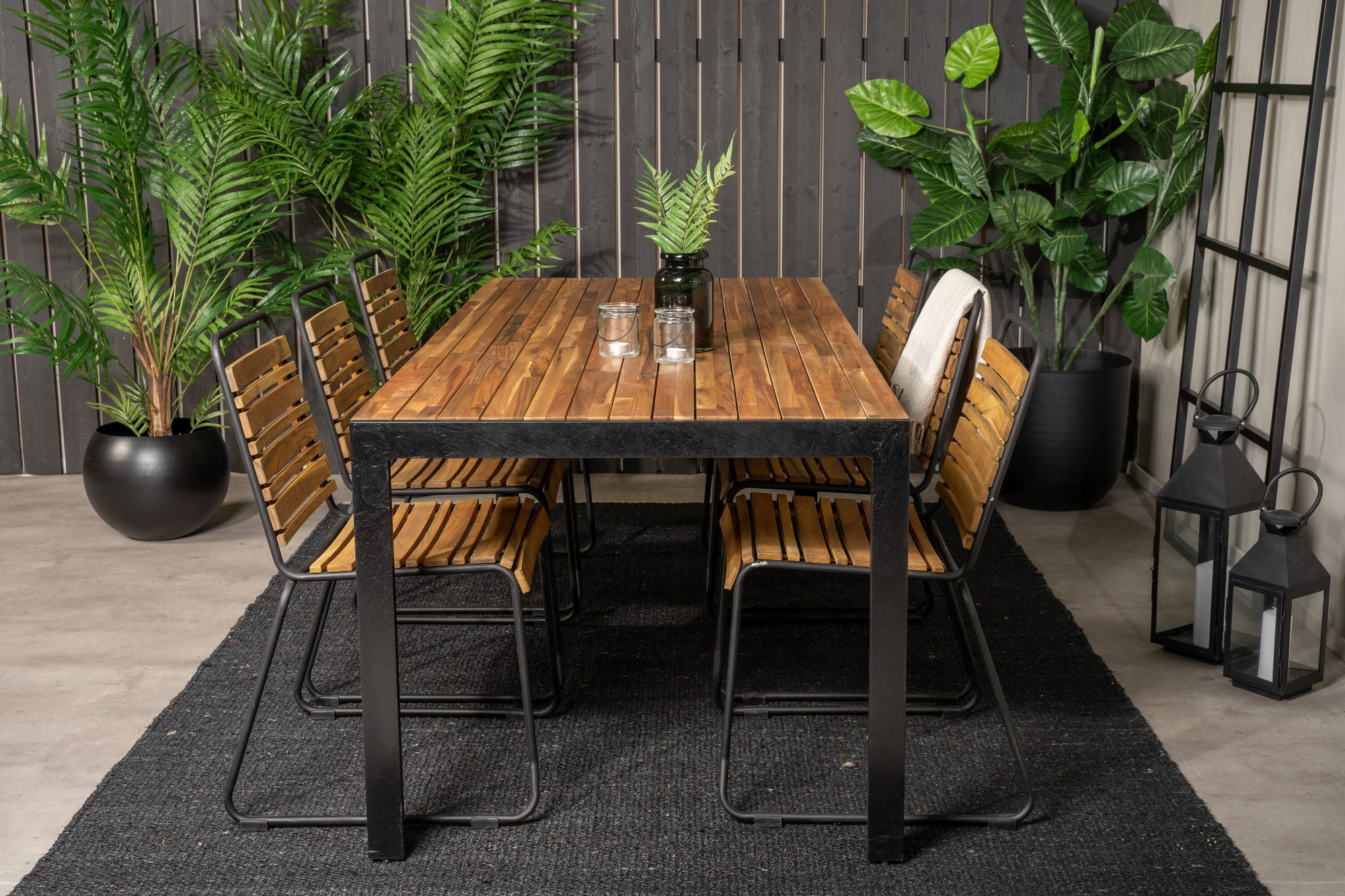 Venture Home Bois spisebord 200*100cm - Black Legs / Acacia +Bois Spisebordsstol - Black Al