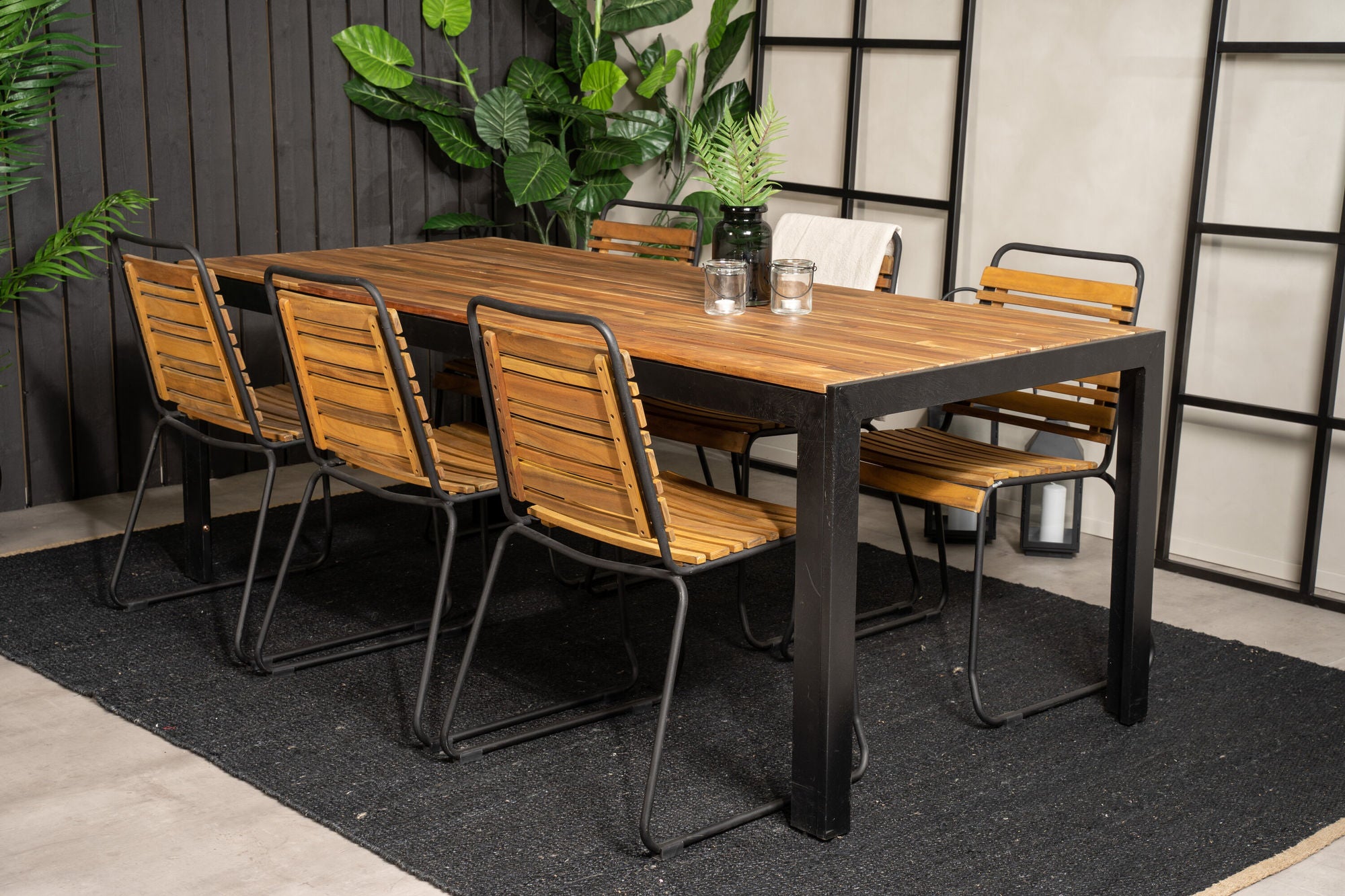 Venture Home Bois spisebord 200*100cm - Black Legs / Acacia +Bois Spisebordsstol - Black Al