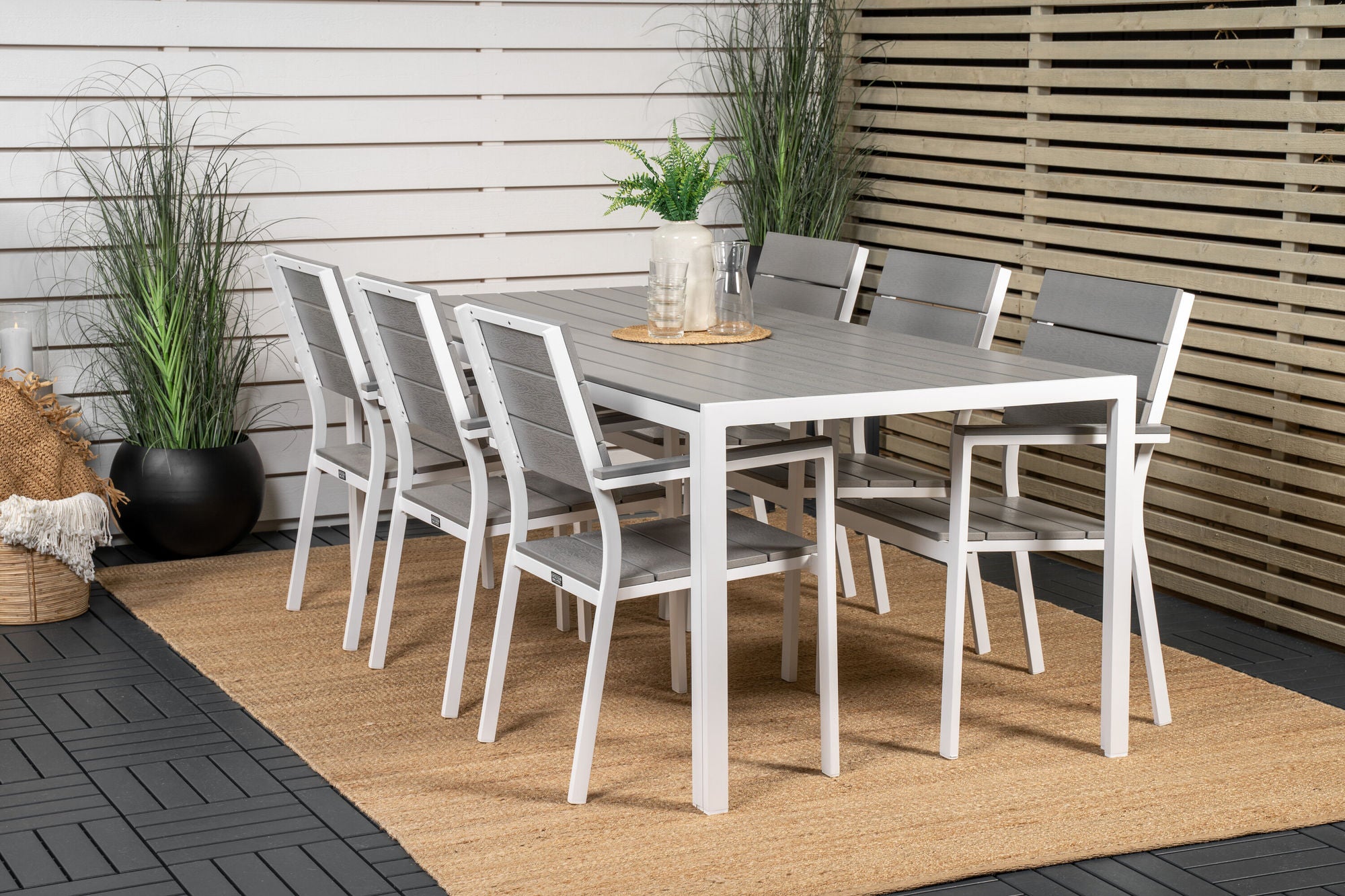 Venture Home Break spisebord - 205*90 - White Alu / Grey Aintwood+Levels stol (stackable)
