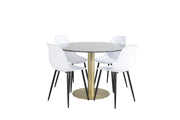 Venture Home Estelle rund spisebord ø106 H75 - Black / Brass+Polar Plastic Spisebordsstol - Black Legs / White Plastic_4