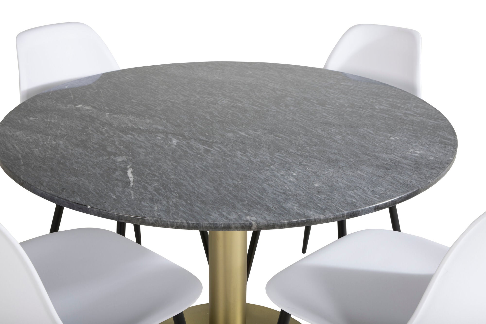 Venture Home Estelle rund spisebord ø106 H75 - Black / Brass+Polar Plastic Spisebordsstol - Black Legs / White Plastic_4