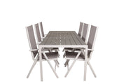 Venture Home Break spisebord - 205*90 - White Alu / Grey Aintwood+Break 5:pos stol - Whit