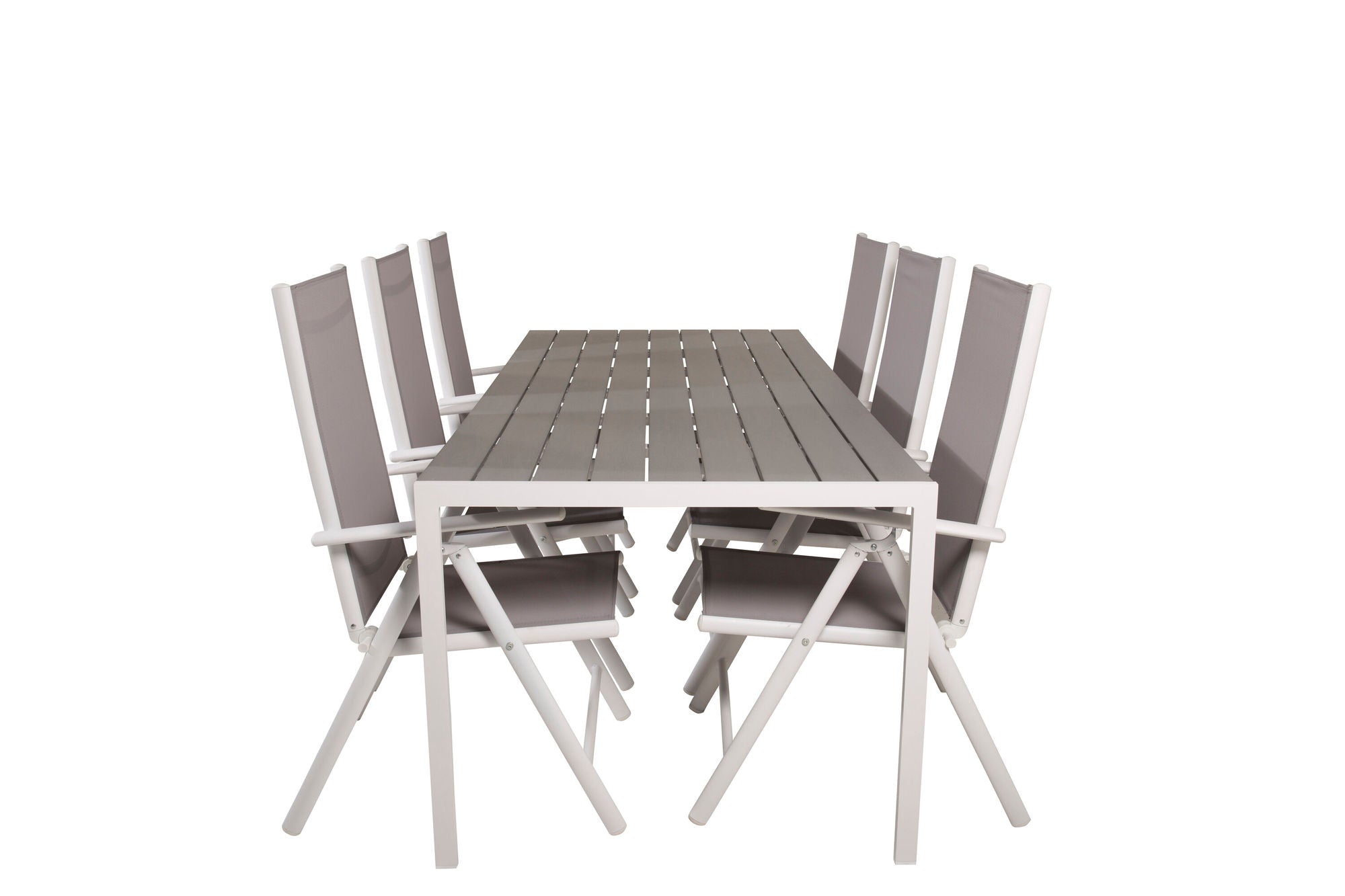 Venture Home Break spisebord - 205*90 - White Alu / Grey Aintwood+Break 5:pos stol - Whit