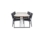 Venture Home Texas spisebord 200*100 - Black Alu / Teak / Grey Spray stone+Copacabana Arm
