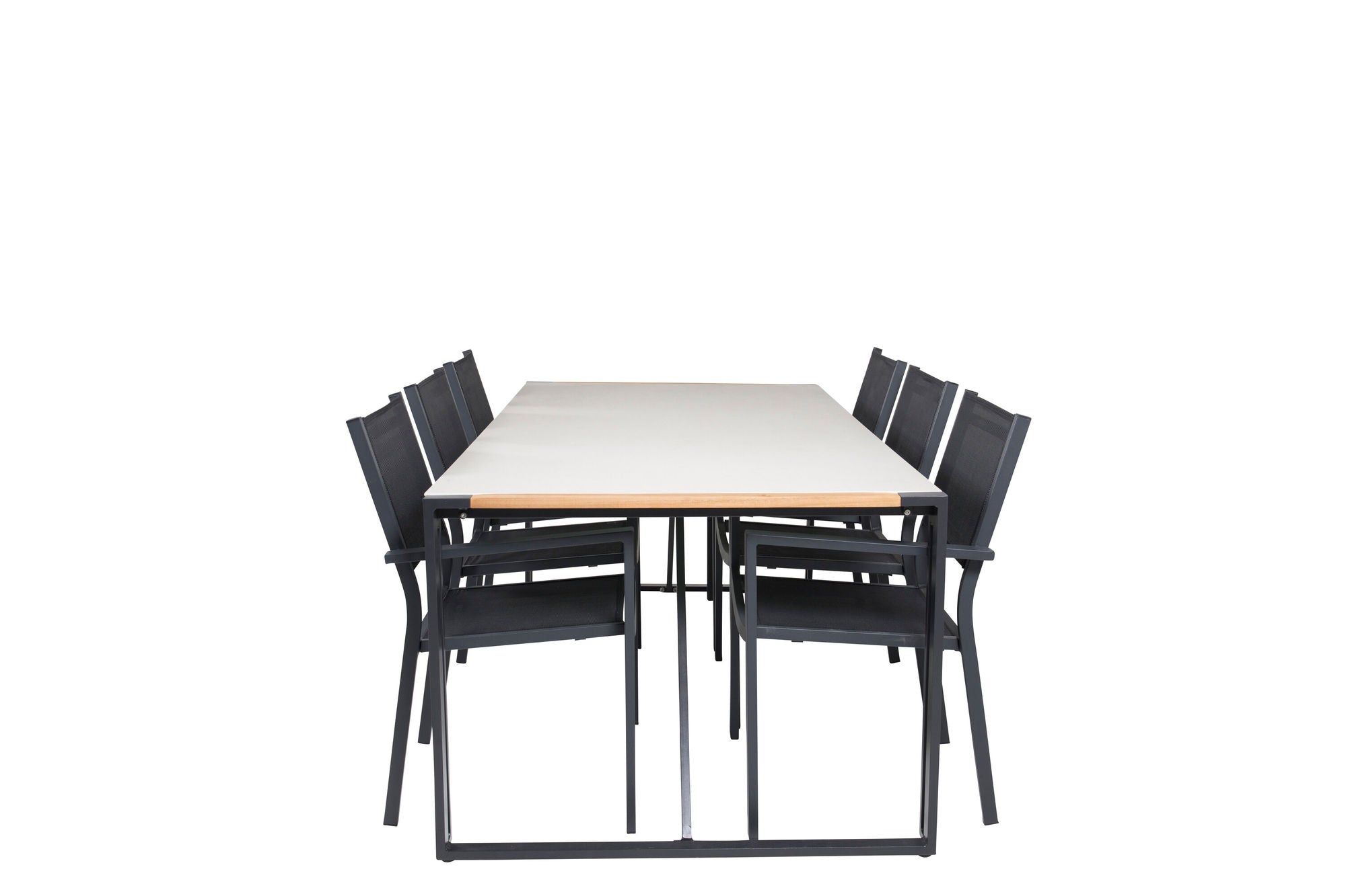 Venture Home Texas spisebord 200*100 - Black Alu / Teak / Grey Spray stone+Copacabana Arm