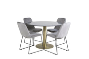 Venture Home Estelle rund spisebord ø106 H75 - Black / Brass+Muce Spisebordsstol - Black Legs - Grey Velvet_4