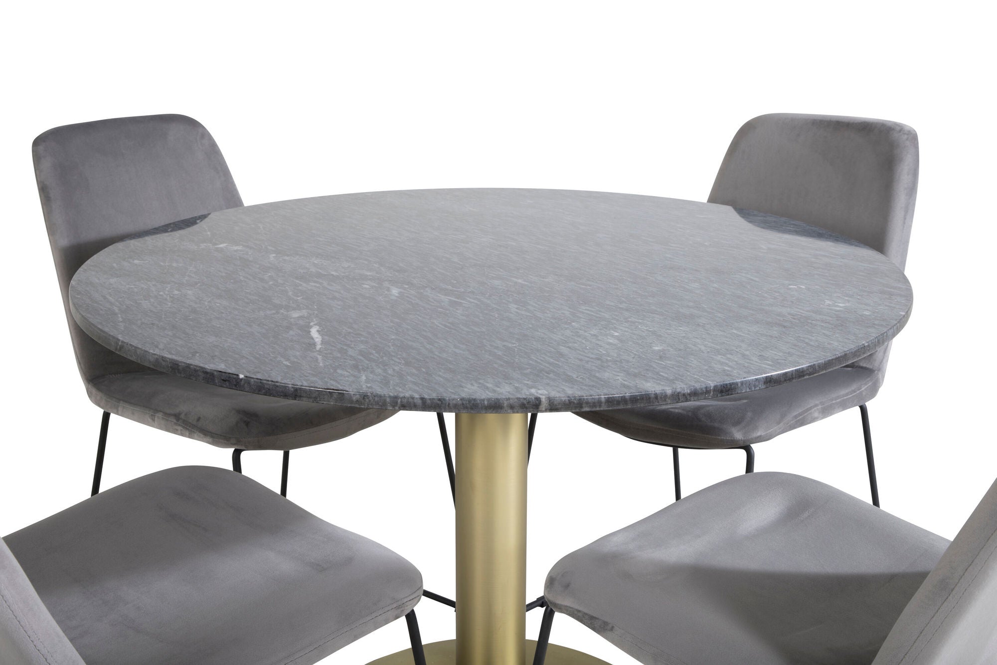 Venture Home Estelle rund spisebord ø106 H75 - Black / Brass+Muce Spisebordsstol - Black Legs - Grey Velvet_4