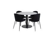 Venture Home Estelle rund spisebord ø106 H75 - Black / Black+Wrinkles Spisebordsstol - Black Legs - Black Velvet_4