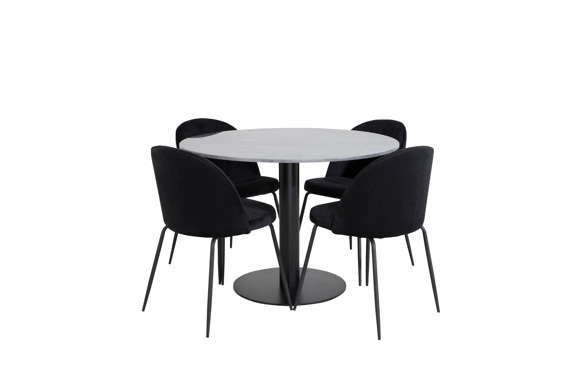 Venture Home Estelle rund spisebord ø106 H75 - Black / Black+Wrinkles Spisebordsstol - Black Legs - Black Velvet_4