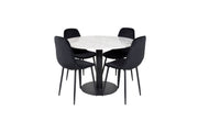 Venture Home Estelle rund spisebord ø106 H75 - White / Black+Polar Diamond Spisebordsstol - Black Legs - Black Velvet_4