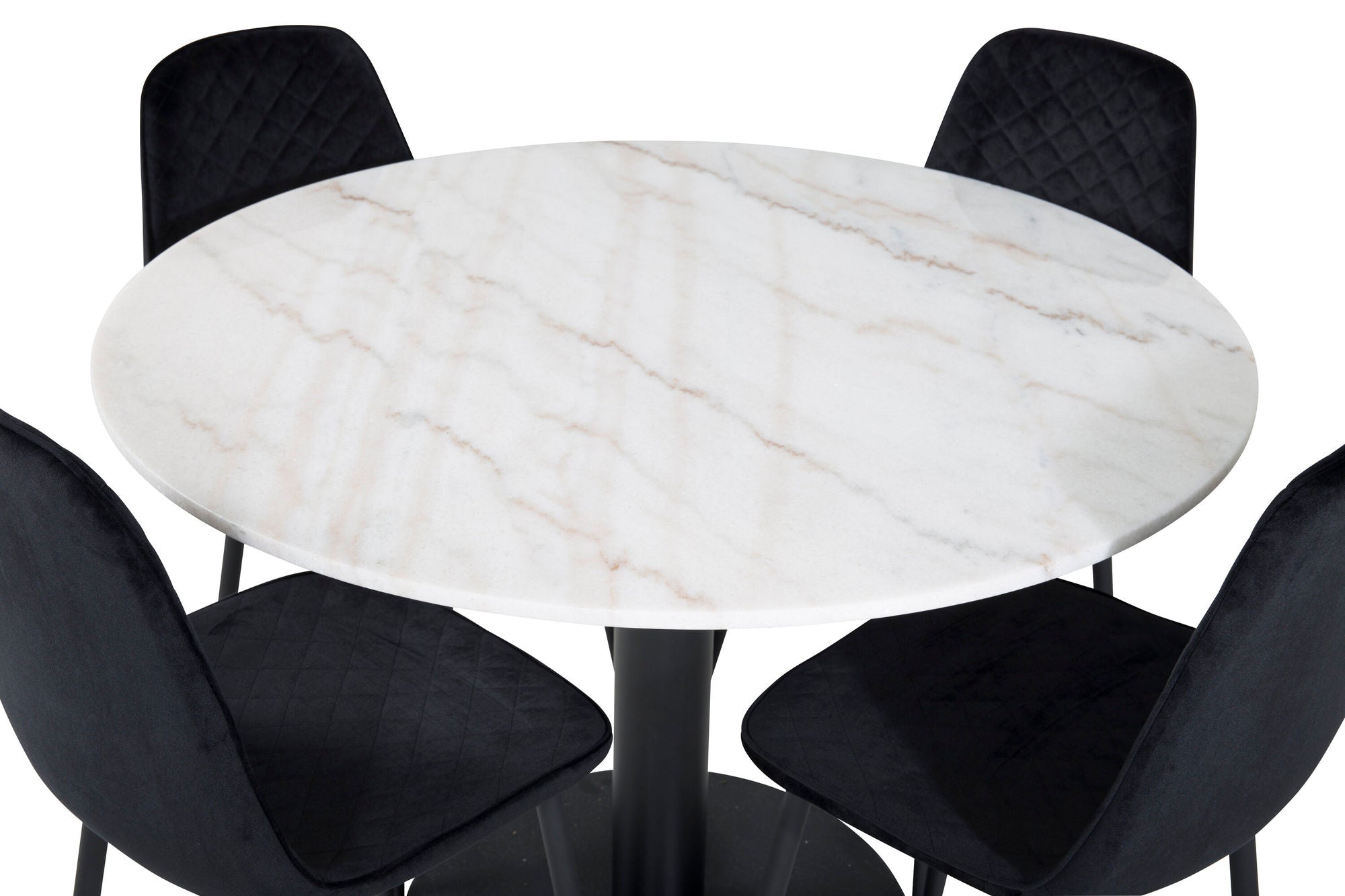 Venture Home Estelle rund spisebord ø106 H75 - White / Black+Polar Diamond Spisebordsstol - Black Legs - Black Velvet_4