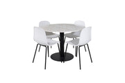 Venture Home Estelle rund spisebord ø106 H75 - White / Black+Arctic Spisebordsstol - Black Legs - White Plastic_4