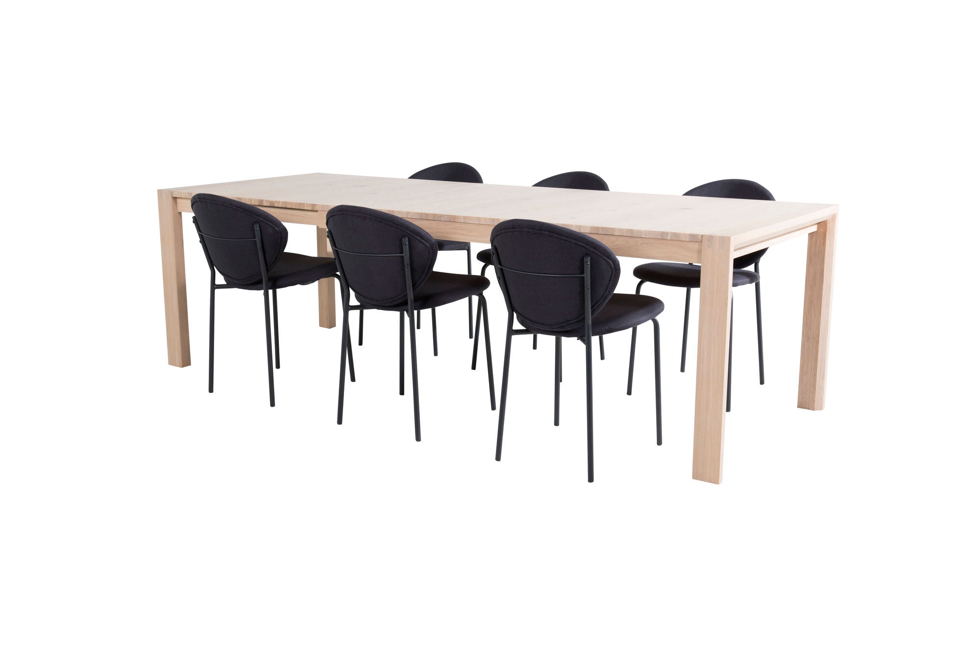 Venture Home Slider Extention bord - White Wash - 170+40+40cm +Vault Spisebordsstol - Black L