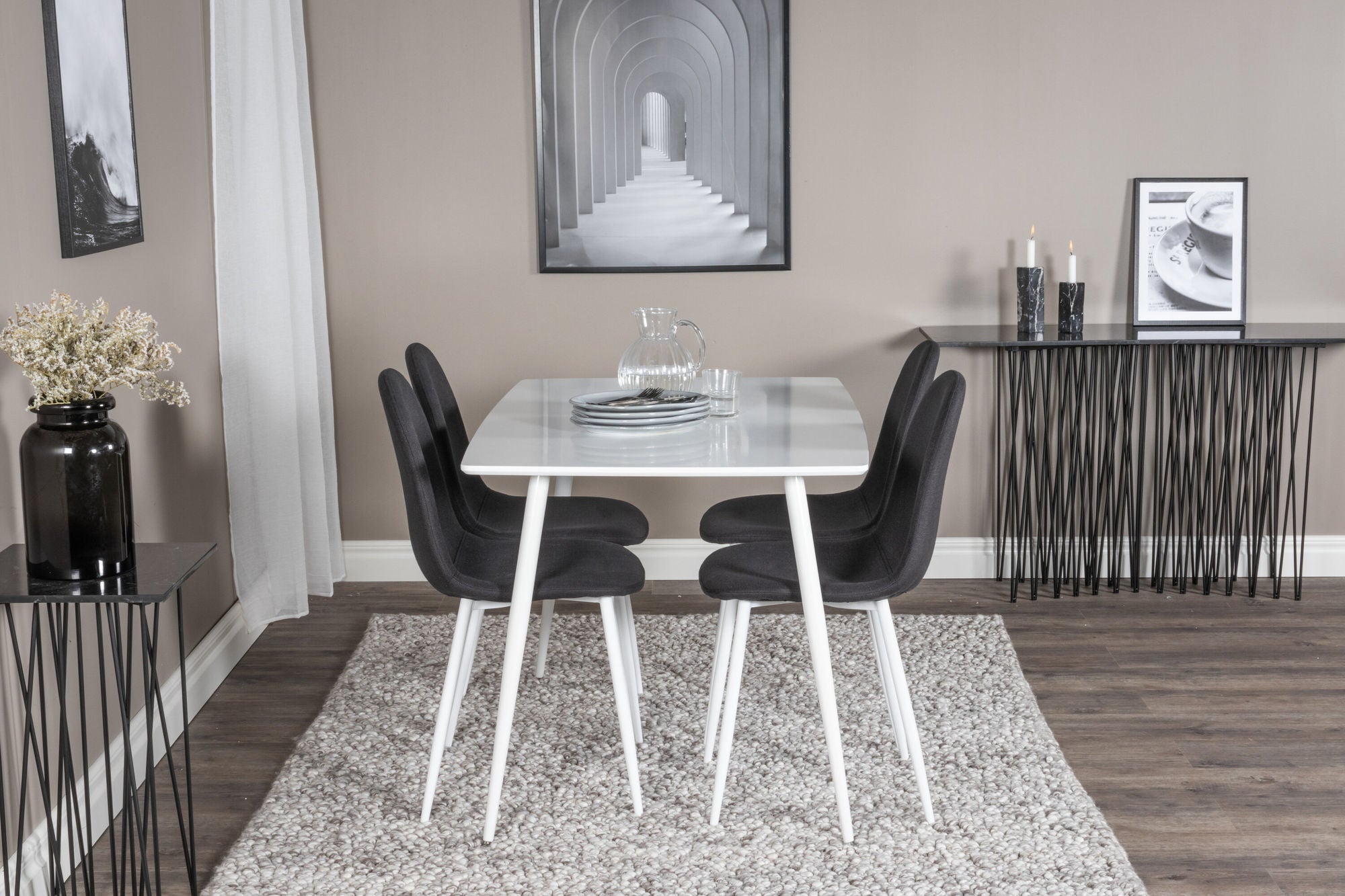 Venture Home Polar spisebord 120 cm - White White+Polar Spisebordsstol - White Legs - Black