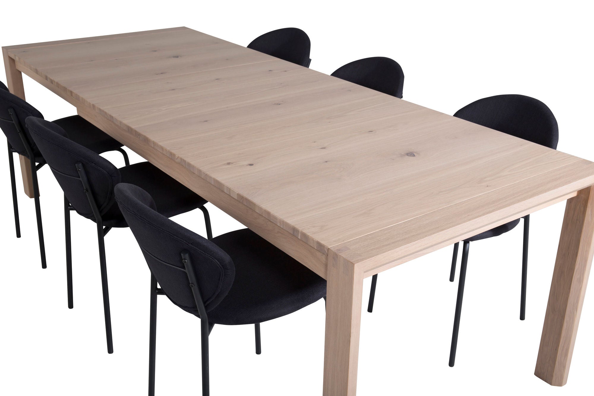 Venture Home Slider Extention bord - White Wash - 170+40+40cm +Vault Spisebordsstol - Black L