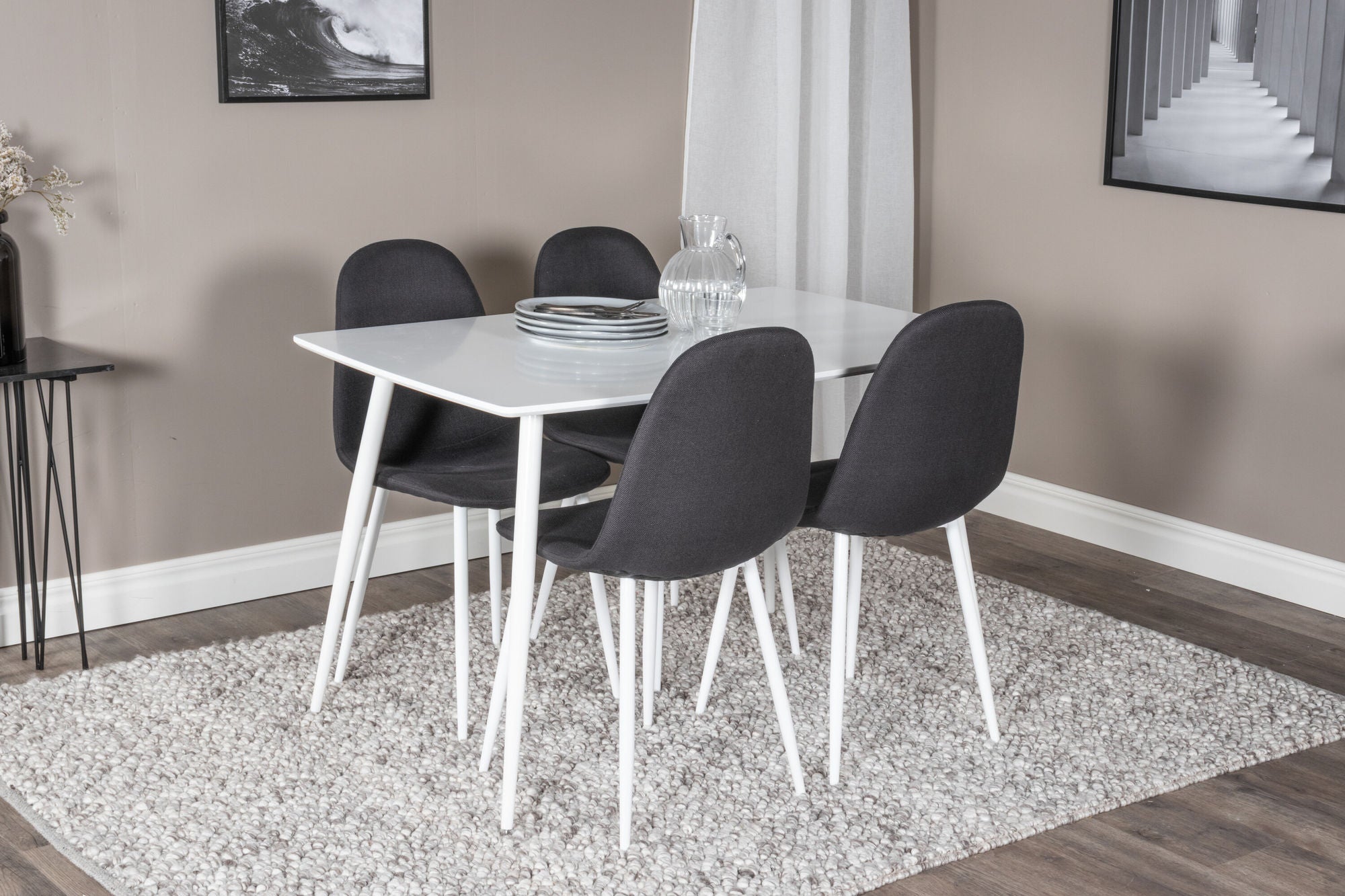 Venture Home Polar spisebord 120 cm - White White+Polar Spisebordsstol - White Legs - Black