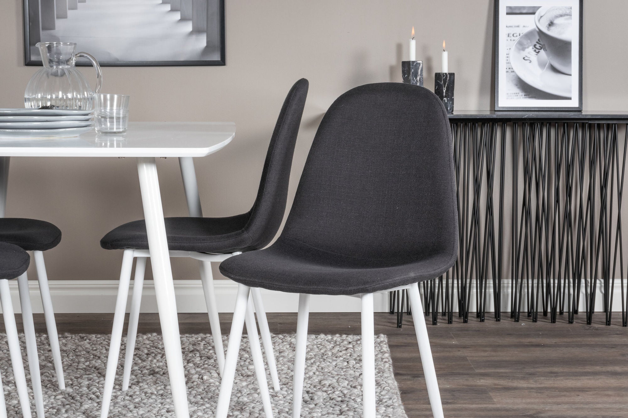Venture Home Polar spisebord 120 cm - White White+Polar Spisebordsstol - White Legs - Black