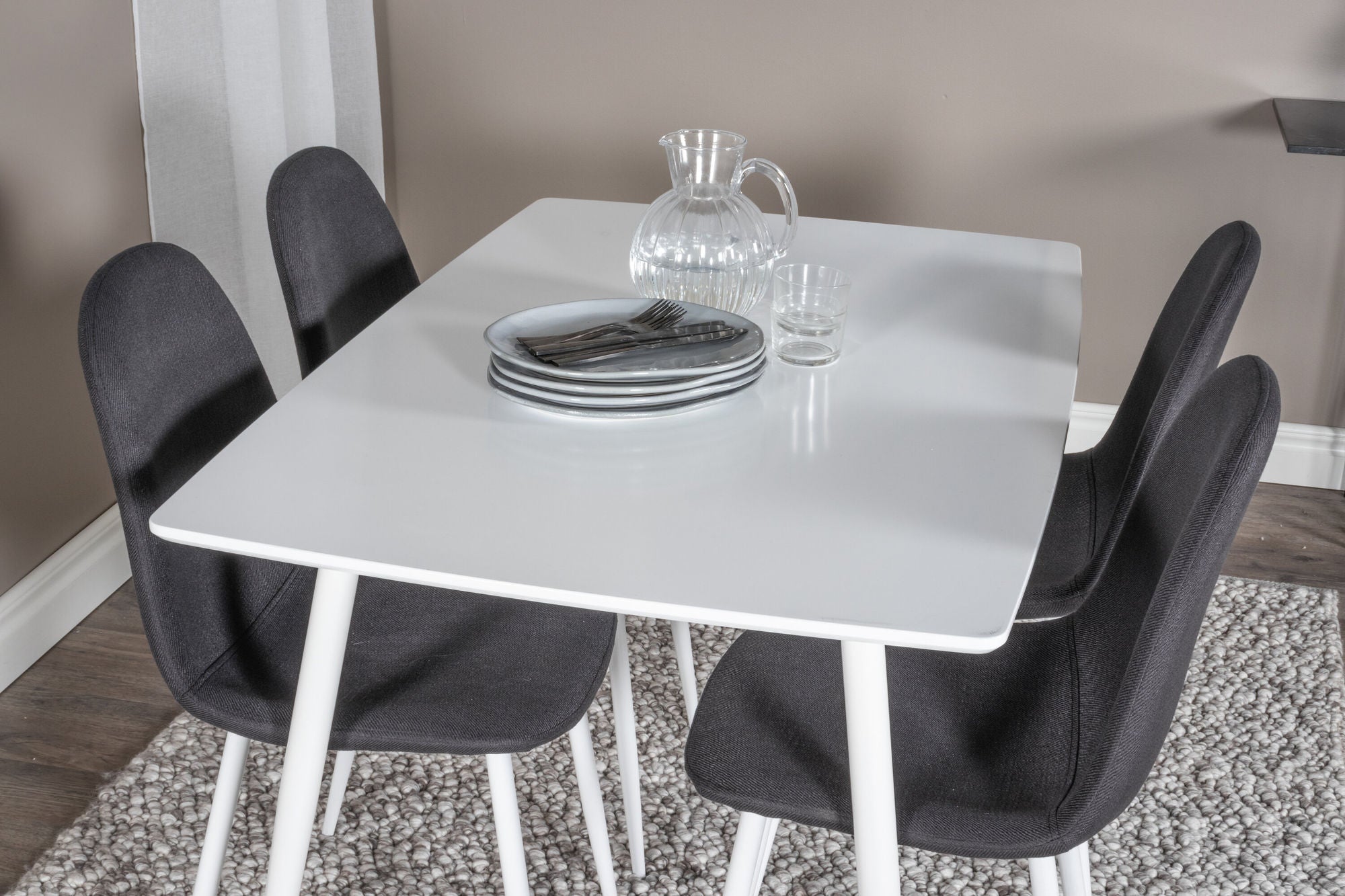 Venture Home Polar spisebord 120 cm - White White+Polar Spisebordsstol - White Legs - Black