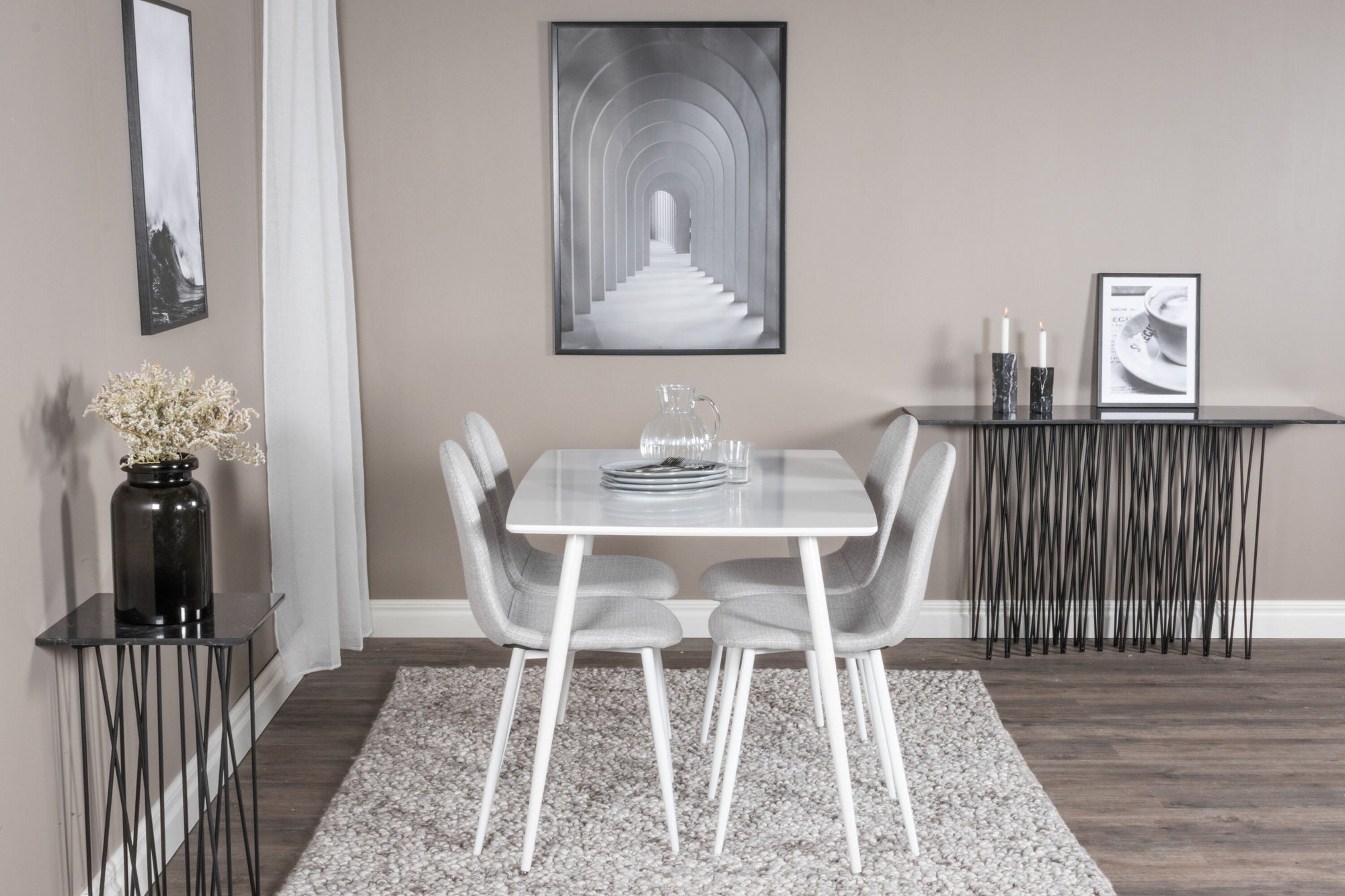 Venture Home Polar spisebord 120 cm - White White+Polar Spisebordsstol - White Legs - Light