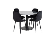 Venture Home Estelle rund spisebord ø106 H75 - Black / Black+Polar Diamond Spisebordsstol - Black Legs - Black Velvet_4