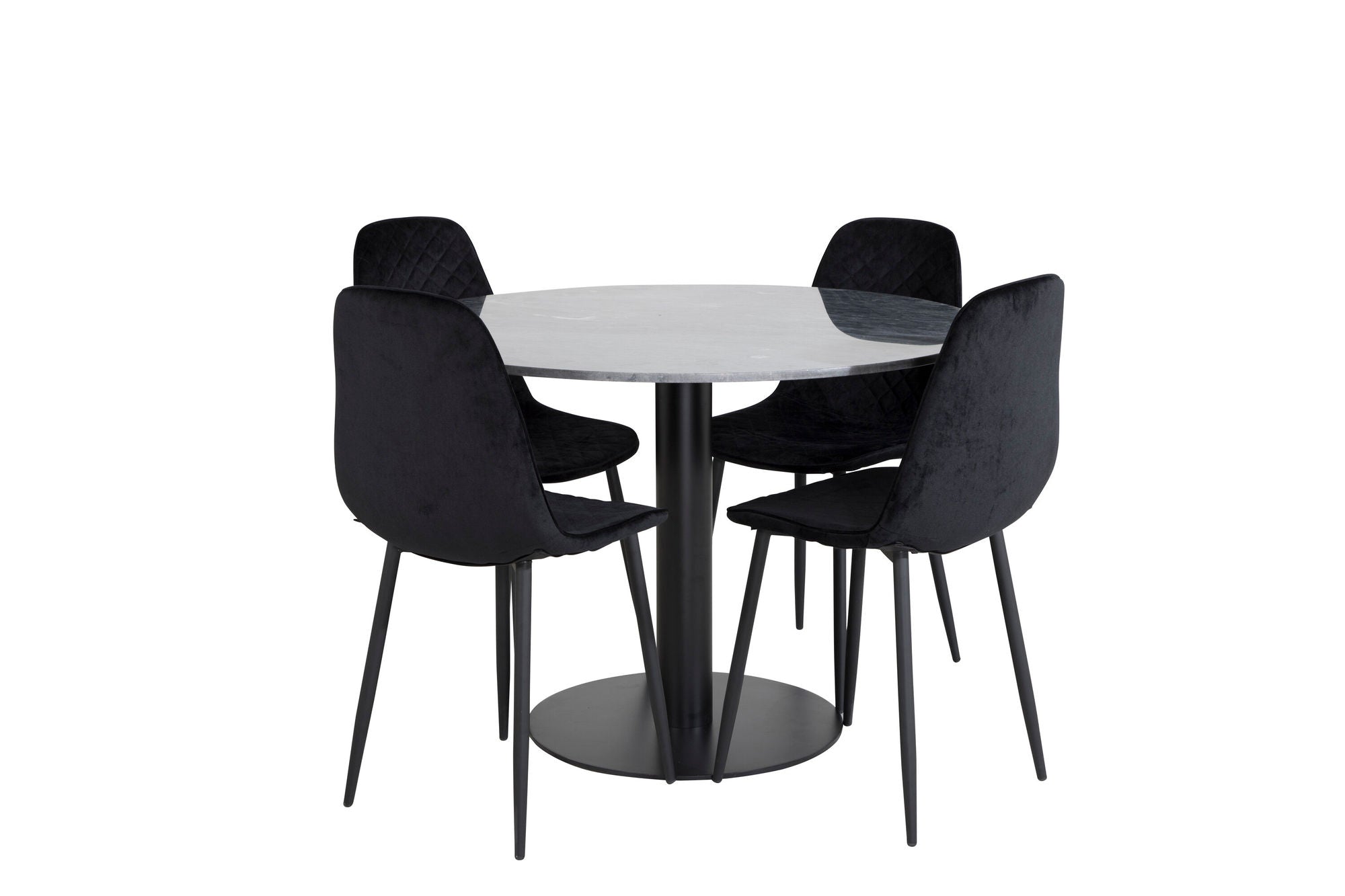 Venture Home Estelle rund spisebord ø106 H75 - Black / Black+Polar Diamond Spisebordsstol - Black Legs - Black Velvet_4