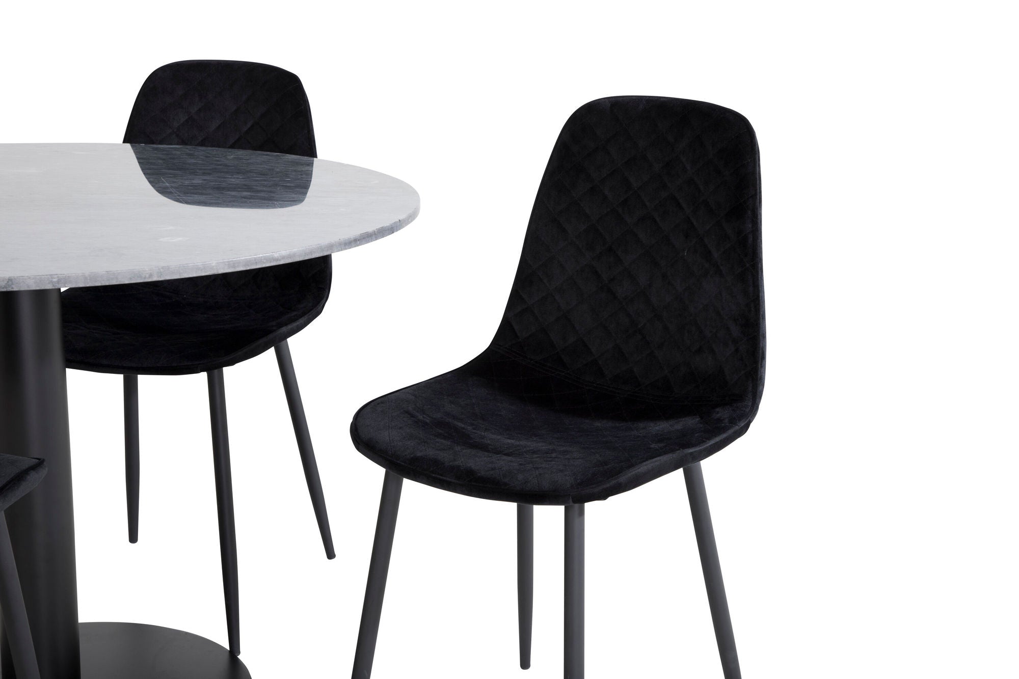 Venture Home Estelle rund spisebord ø106 H75 - Black / Black+Polar Diamond Spisebordsstol - Black Legs - Black Velvet_4