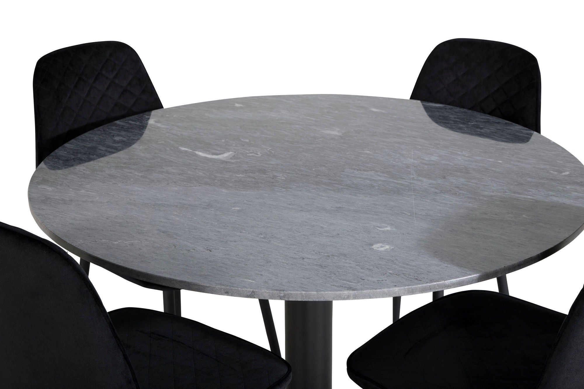 Venture Home Estelle rund spisebord ø106 H75 - Black / Black+Polar Diamond Spisebordsstol - Black Legs - Black Velvet_4