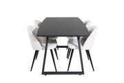 Venture Home Inca Extentionbord - Black top / black Legs+Velvet Spisebordsstol Corduroy - Beige / Black_4