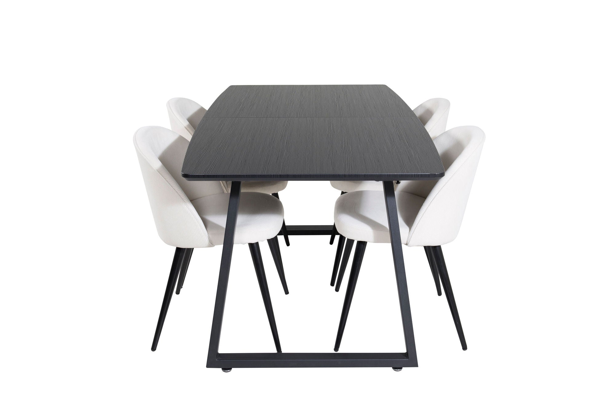 Venture Home Inca Extentionbord - Black top / black Legs+Velvet Spisebordsstol Corduroy - Beige / Black_4