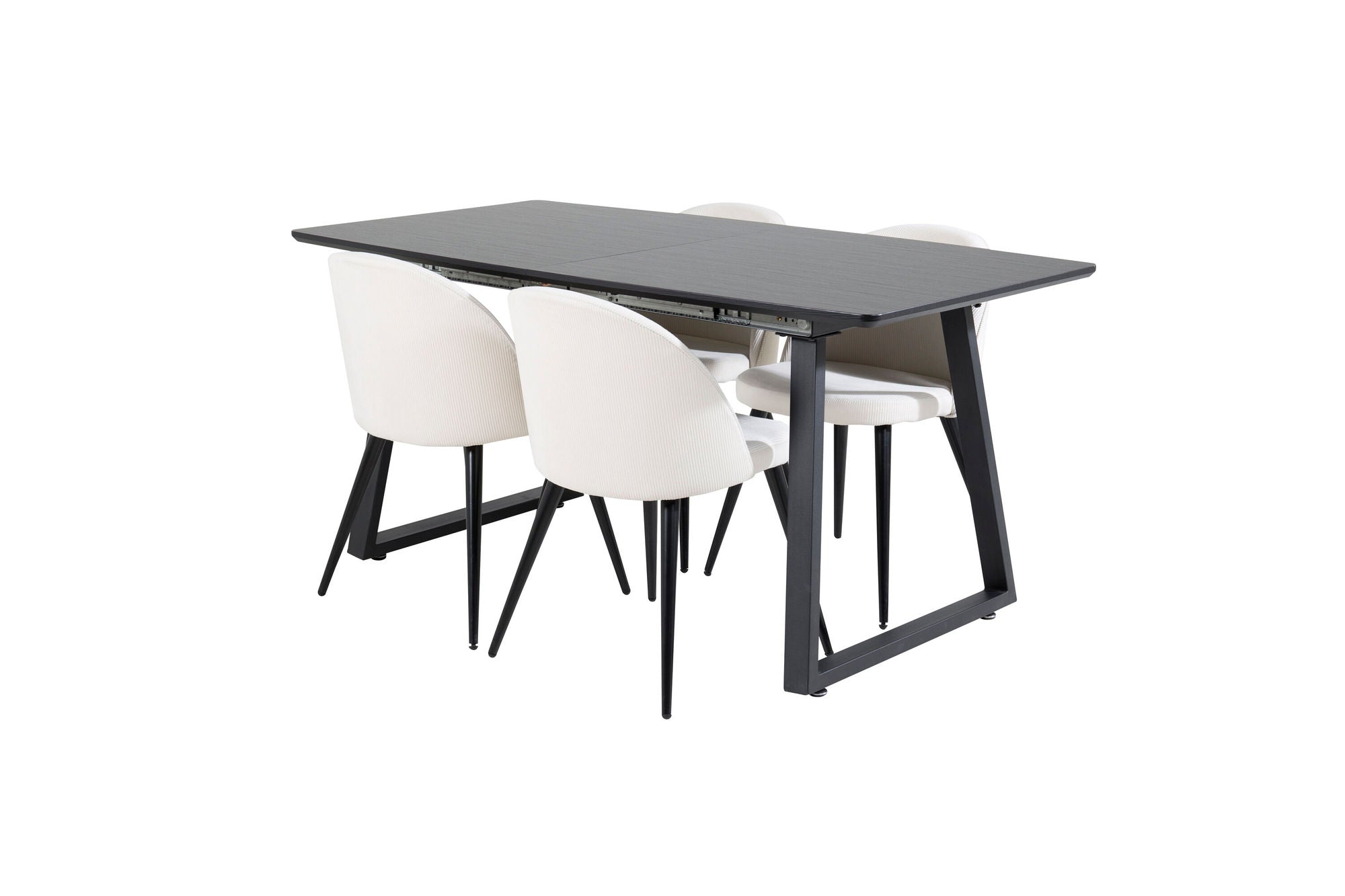 Venture Home Inca Extentionbord - Black top / black Legs+Velvet Spisebordsstol Corduroy - Beige / Black_4