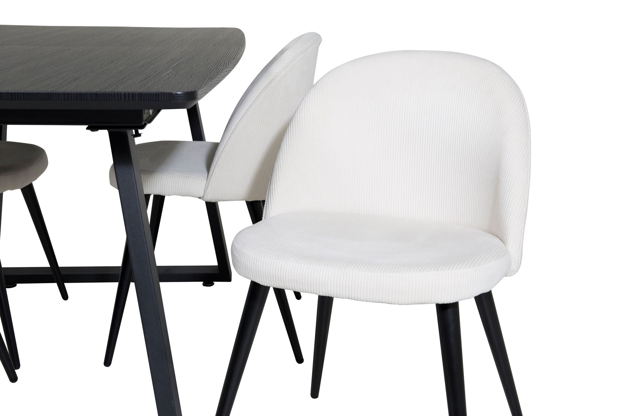 Venture Home Inca Extentionbord - Black top / black Legs+Velvet Spisebordsstol Corduroy - Beige / Black_4