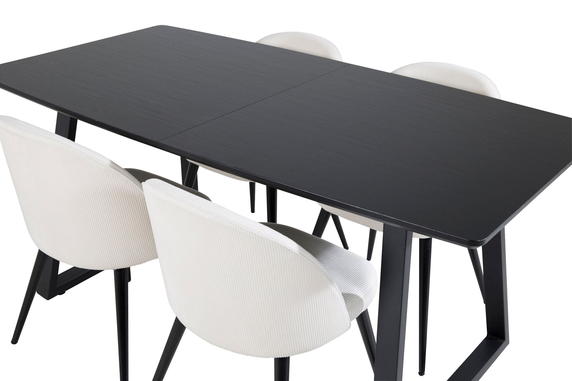 Venture Home Inca Extentionbord - Black top / black Legs+Velvet Spisebordsstol Corduroy - Beige / Black_4