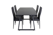 Venture Home Inca Extentionbord - Black top / black Legs+Slim High Back Spisebordsstol - Black Legs - Black PU_4