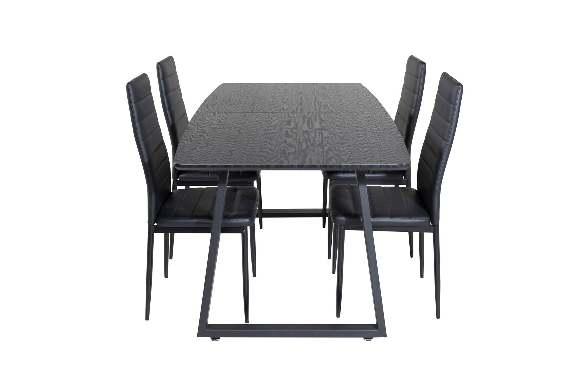 Venture Home Inca Extentionbord - Black top / black Legs+Slim High Back Spisebordsstol - Black Legs - Black PU_4