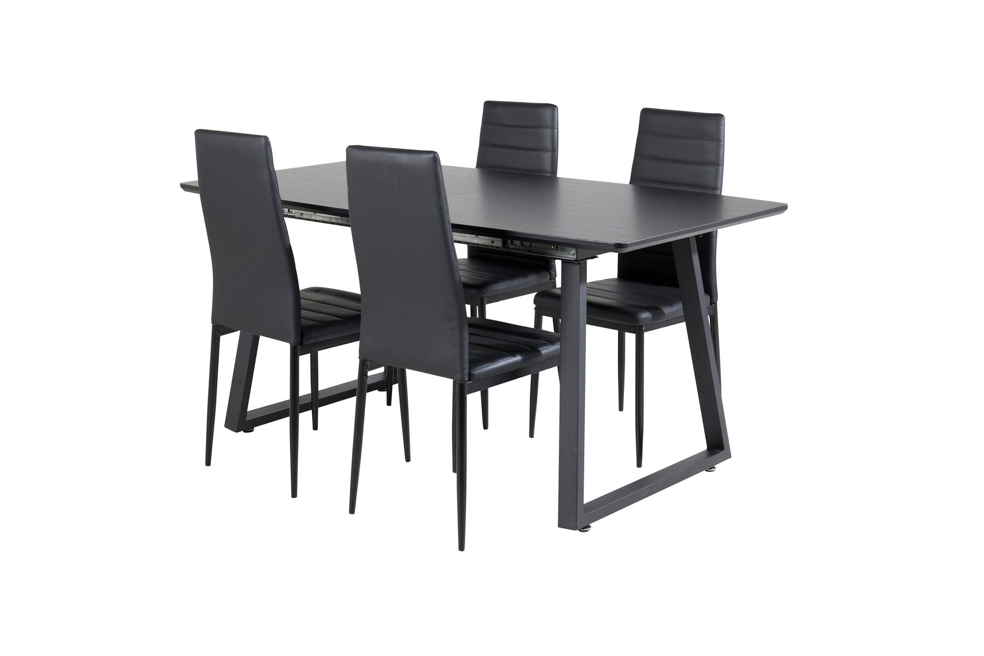 Venture Home Inca Extentionbord - Black top / black Legs+Slim High Back Spisebordsstol - Black Legs - Black PU_4