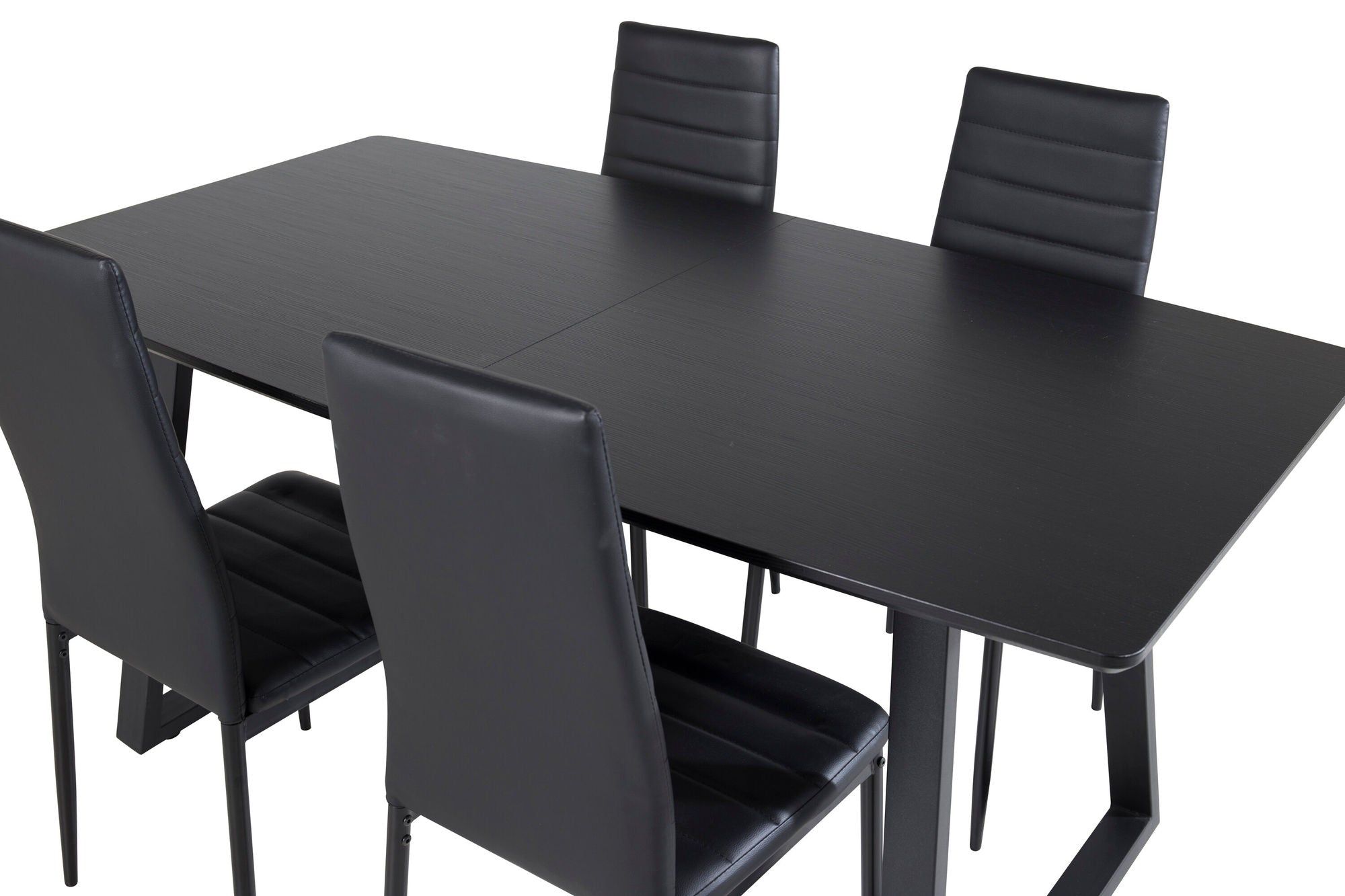 Venture Home Inca Extentionbord - Black top / black Legs+Slim High Back Spisebordsstol - Black Legs - Black PU_4