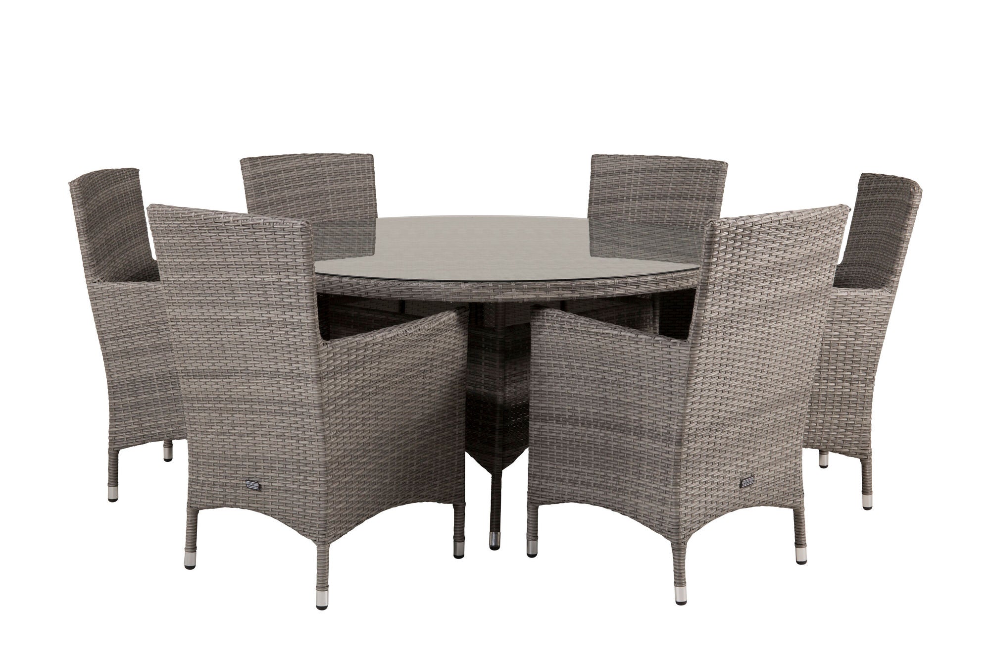 Venture Home Volta spisebord - Grey - ø150+Malin Arm stol with cushion - Grey / Grey cush