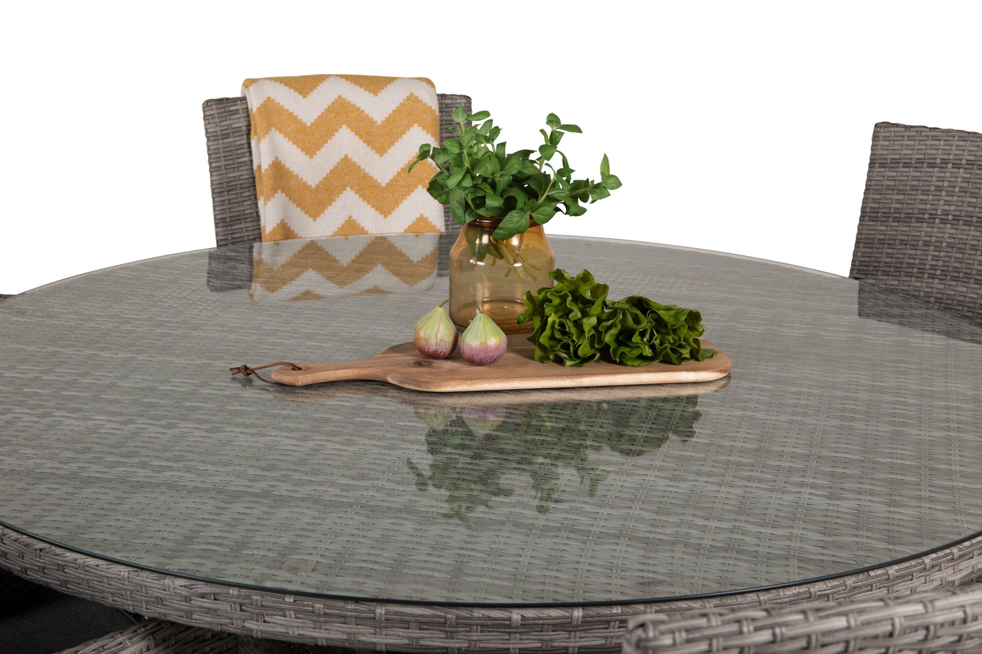 Venture Home Volta spisebord - Grey - ø150+Malin Arm stol with cushion - Grey / Grey cush
