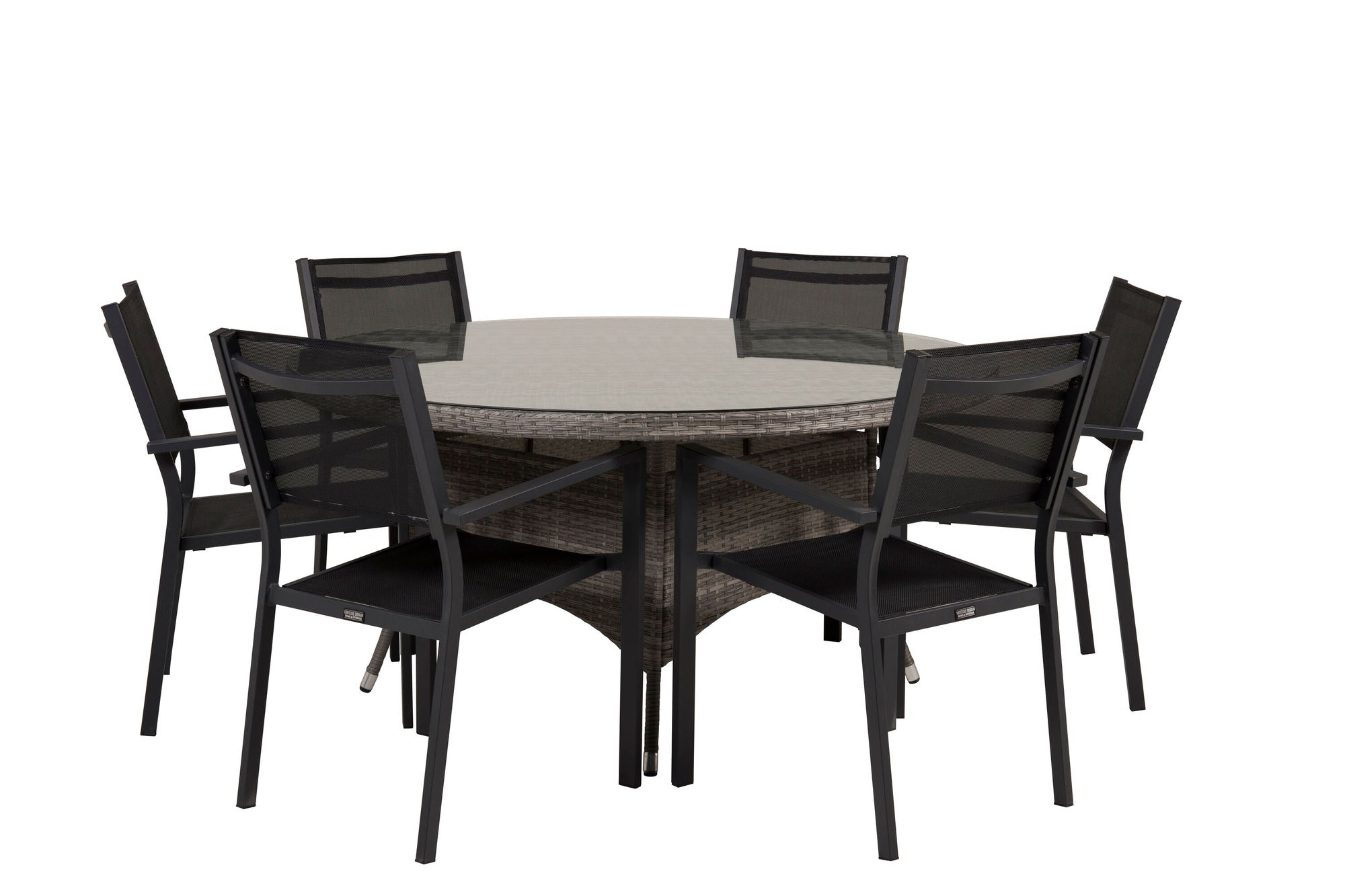 Venture Home Volta bord ø 150 - Grey/Glass - Copacabana Stacking stol - Black/Black 6