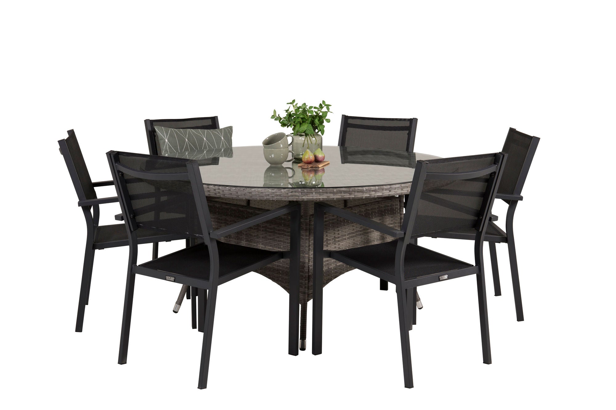 Venture Home Volta bord ø 150 - Grey/Glass - Copacabana Stacking stol - Black/Black 6