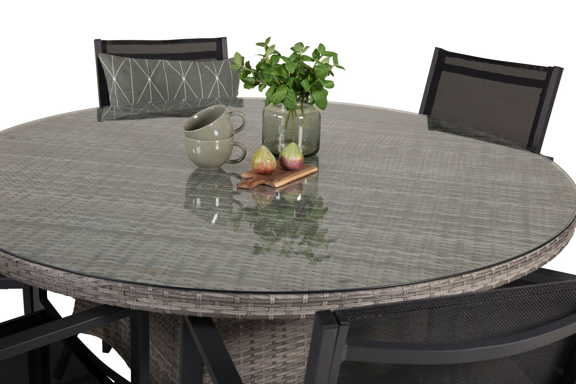Venture Home Volta bord ø 150 - Grey/Glass - Copacabana Stacking stol - Black/Black 6